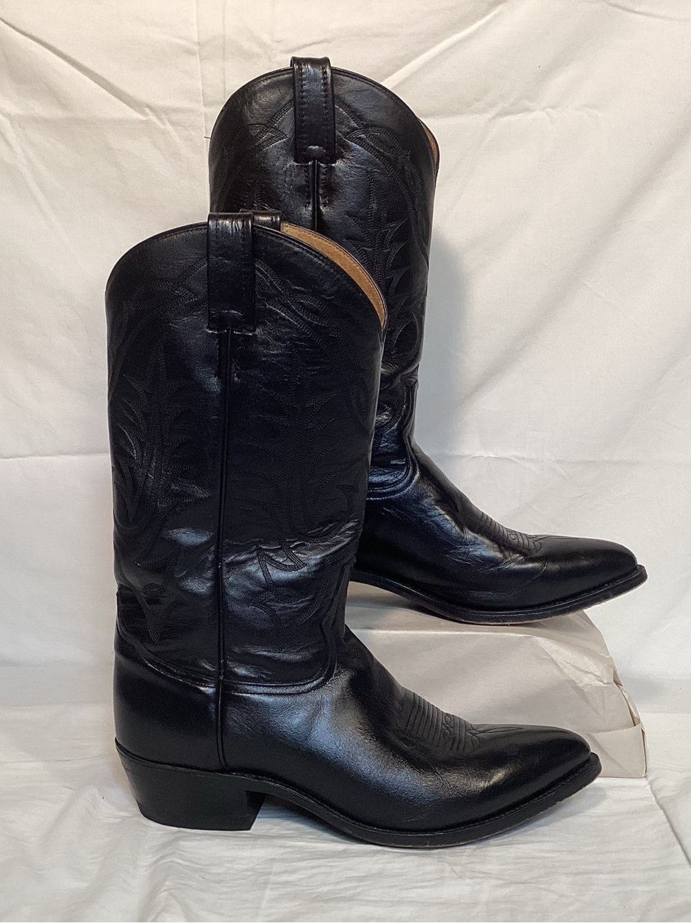 Tony Lama Black Leather Western Cowboy Boots Style #VM2995M Men’s Size 10
